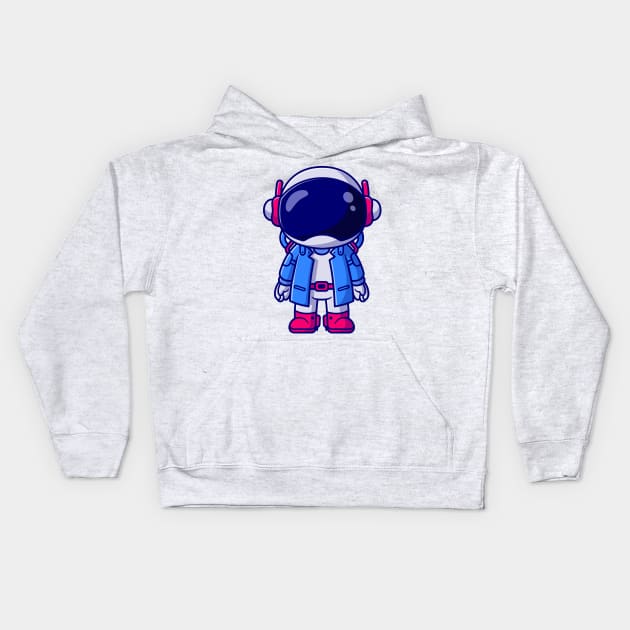 Cute Astronaut Wearing Suit Cartoon Kids Hoodie by Catalyst Labs